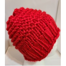 Red Knit Beanie Hat for Teens or Adults