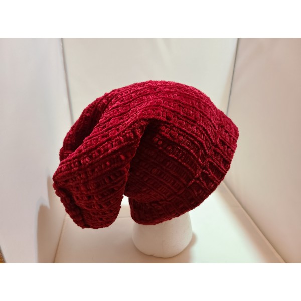 Burgundy Handmade Knitted Slouchy Hat