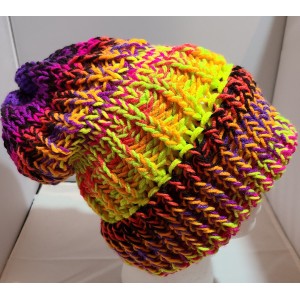 TYD-1210 : Knitted Double Brim Fun Blacklight Neon Slouchy Hat at RTD Gifts