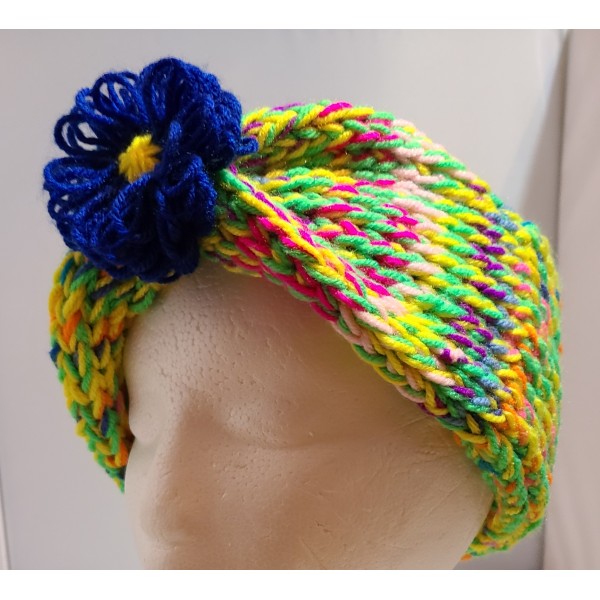 Multicolor Headband or Ear Warmer with Flower Multicolor Headband or Ear Warmer with Flower