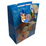 Blue Floral Paper Gift Bag Glossy Flower Gift Wrap Bag with Handle & Tag 9x7x4 Blue Floral Paper Gift Bag Glossy Flower Gift Wrap Bag with Handle & Tag 9x7x4