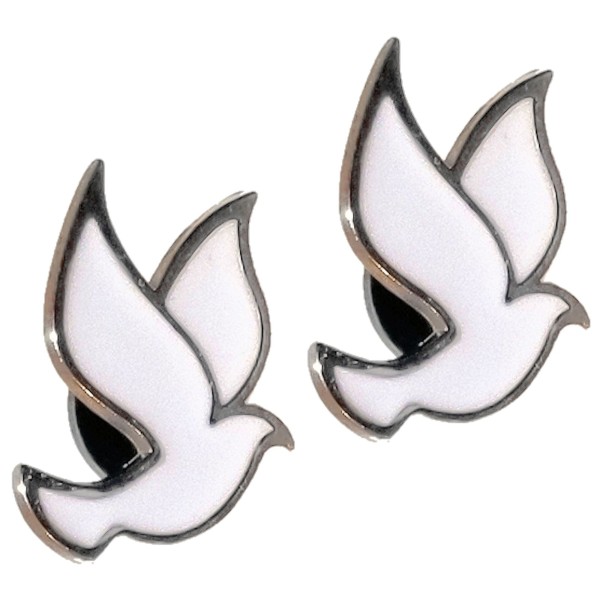 2-Piece White Dove Pin Set - Christian Faith & Universal Peace Jewelry