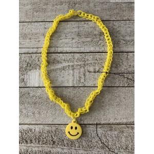 AJD-1018 : Yellow Rainbow Loom Necklace With Smile Charm at RTD Gifts