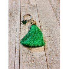 Saint Patricks Day Shamrock Green Tassel Keychain