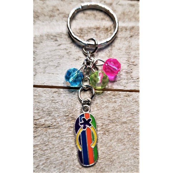 Summertime Flip Flop Keychain Beach Sandal Charm for Keys or Backpack