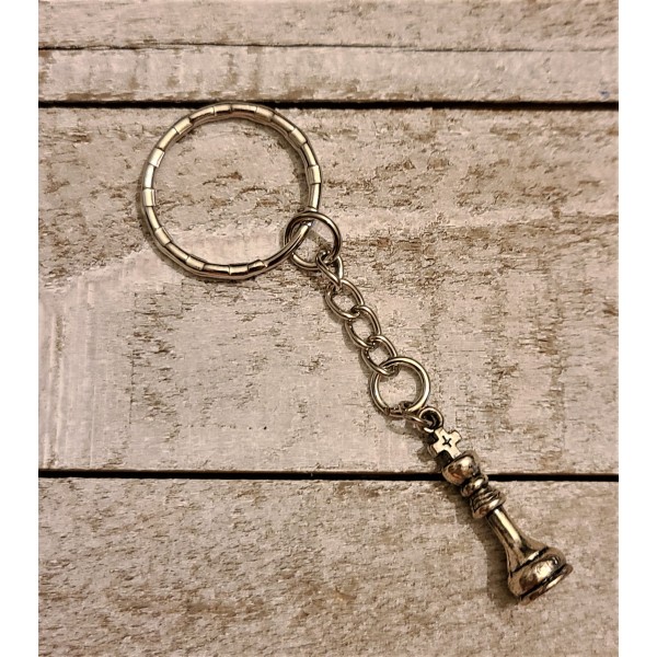 Chess King Piece Keychain Charm Board Game Fan Gift Strategy Player Key Ring