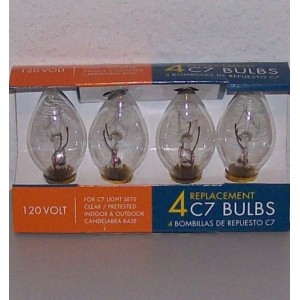 RTD-1119 : 4 Pack C7 Clear 120V Replacement Bulbs at RTD Gifts