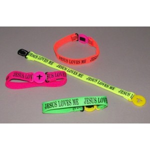 RTD-1232 : Jesus Loves Me - Neon Nylon Bracelets at RTD Gifts