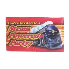 Train Party Steam Engine Birthday Invitations 8-pack