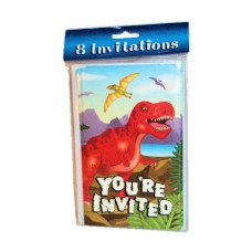 Dinosaur Birthday Party Invitations with Envelopes 8-pack