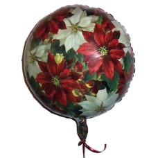 Christmas Poinsettias 18 inch Mylar Balloon