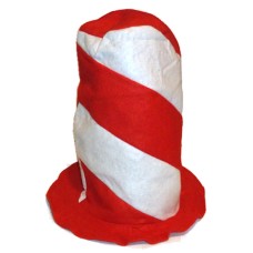Hat without a Cat - Red and White Felt Stovepipe Hat