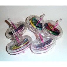 12-Pack Clear Plastic Spinning Tops with Color Swirl Spin Wheel Inside