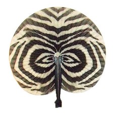 Zebra Print Folding Fan