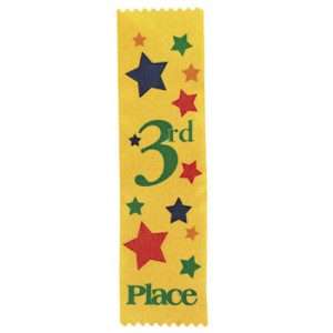 RTD-178810 : 10-Pack Yellow Satin 3rd Place Award Ribbons at RTD Gifts