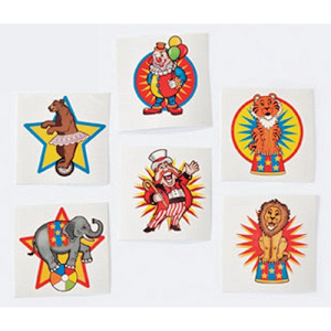 RTD-1886 : Circus Carnival Party Tattoos 36-pack at RTD Gifts