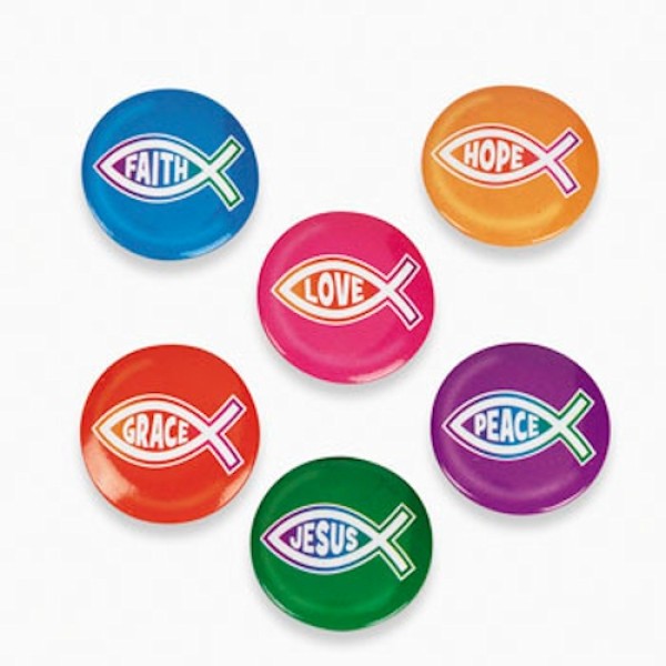 Metal Christian Fish Symbol Button Pin