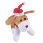 Plush Christmas Puppy Dog wearing Santa Hat