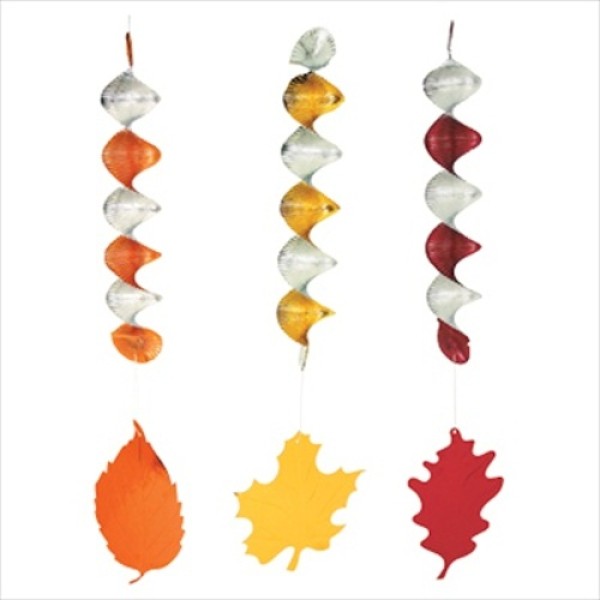 10-Pack Fall Leaf Thanksgiving Dangling Foil Spirals 10-Pack Fall Leaf Thanksgiving Dangling Foil Spirals