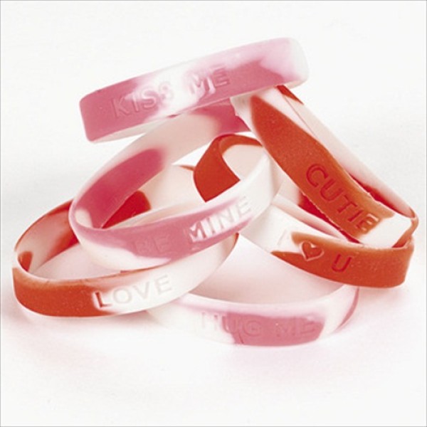 Valentine Silicone Rubber Bracelets Conversation Hearts Sayings Party Favors