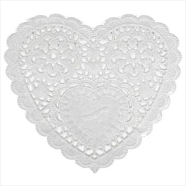 Large 6-inch White Valentine Heart Doilies 20-Pack