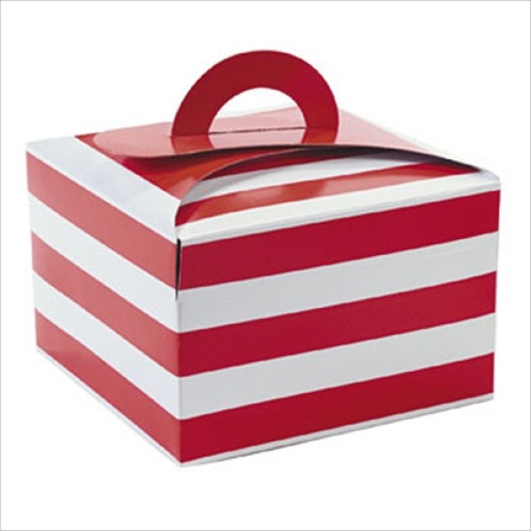 2 Pack Red and White Striped Cupcake Treat Boxes Carnival Party Favor Holders
