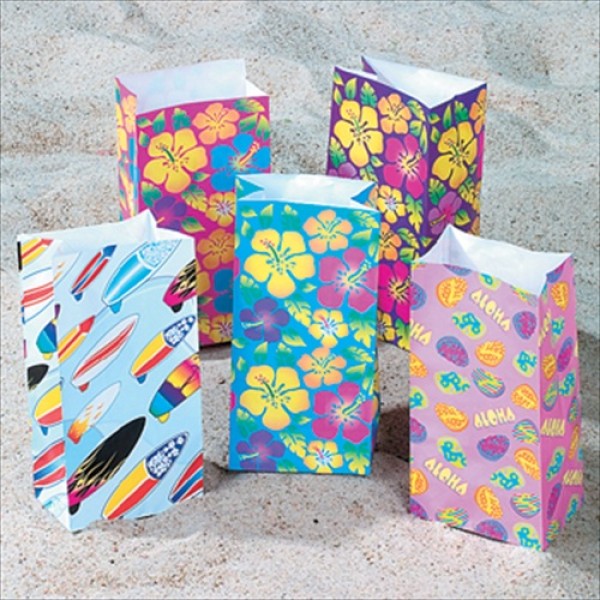 12-Pack Tropical Print Paper Treat Bags 12-Pack Tropical Print Paper Treat Bags