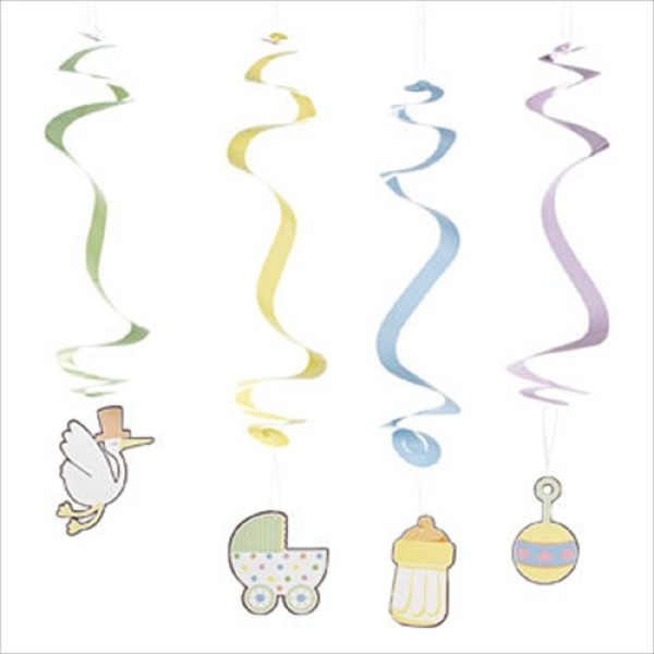 Baby Shower Party Hanging Dangling Swirls