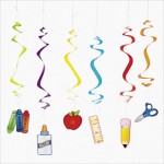 14-Pack School Supplies Party Hanging Dangling Swirls