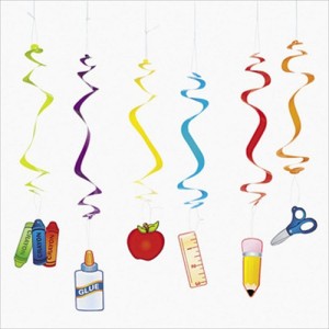 RTD-234014 : 14-Pack School Supplies Party Hanging Dangling Swirls at RTD Gifts