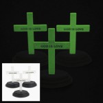 Plastic Glow-In-The-Dark God Is Love Cross with Base