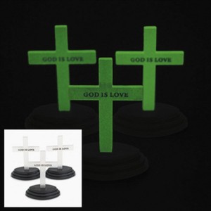 RTD-2358 : Plastic Glow-In-The-Dark God Is Love Cross with Base at RTD Gifts