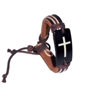 RTD-2359 : Leather Bracelet Cross Engraved Resin Charm at RTD Gifts