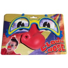 Rubber Circus Clown Nose on Plastic Glasses Face Mask