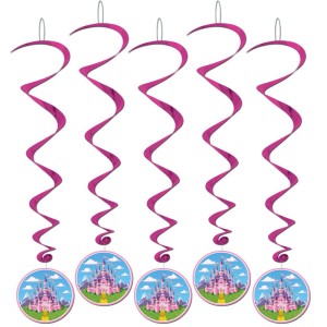 RTD-2530 : Princess Fairy Tale Castle Dangling Swirl Decorations 5-Pack at RTD Gifts