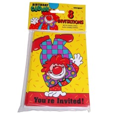 Circus Clown Party Invitations with Envelopes 8-pack