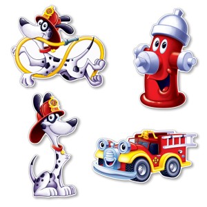 RTD-2675 : 4-Pack of Firefighter Fire Station Party Cut-outs at RTD Gifts