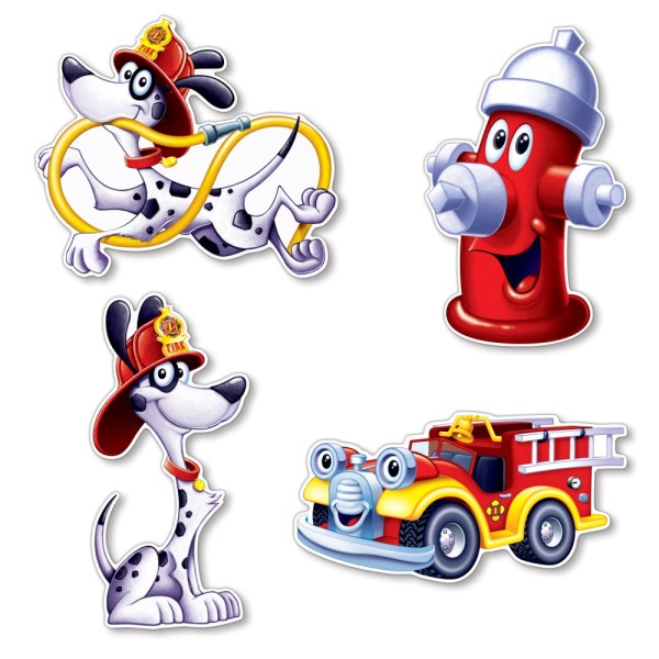 4-Pack of Firefighter Fire Station Party Cut-outs 4-Pack of Firefighter Fire Station Party Cut-outs
