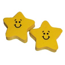Smiley Happy Face Yellow Rubber Star Eraser