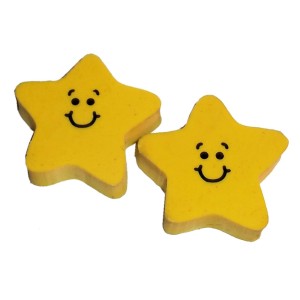 RTD-277012 : 12-Pack Smiley Happy Face Yellow Rubber Star Erasers at RTD Gifts