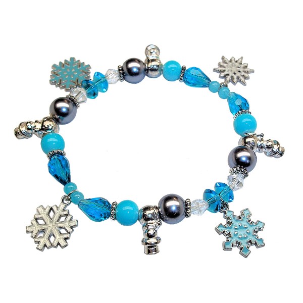 Snowman Christmas Snowflake Glass Crystal Beaded Bracelet Snowman Christmas Snowflake Glass Crystal Beaded Bracelet