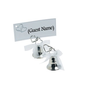 RTD-2788 : Silver Metal Wedding Heart Bell Card Holder at RTD Gifts