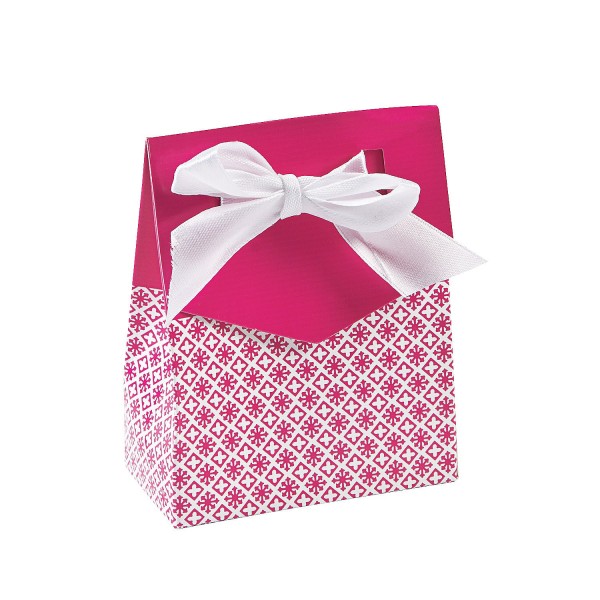 Small Cardboard Hot Pink Tent Favor Box with Bow Small Cardboard Hot Pink Tent Favor Box with Bow