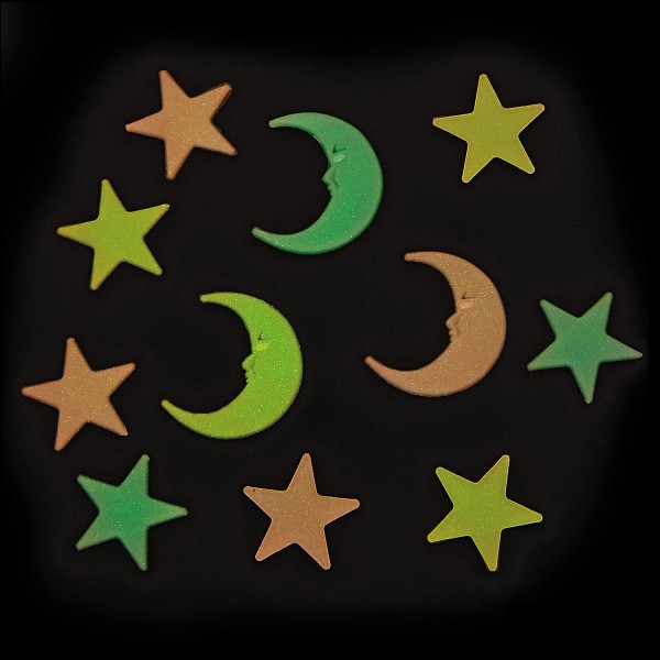 Glow-in-the-Dark Small Plastic Stars and Moons