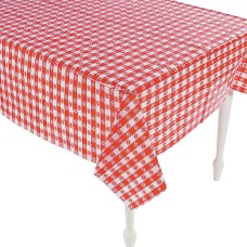 Red & White Checkered Western Picnic Plastic Table Cover