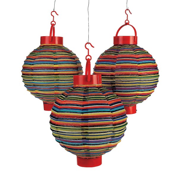 3pc Set of Light-Up Fiesta Paper Lanterns 3pc Set of Light-Up Fiesta Paper Lanterns
