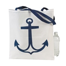Large White Sailor Tote Bag with Blue Anchor