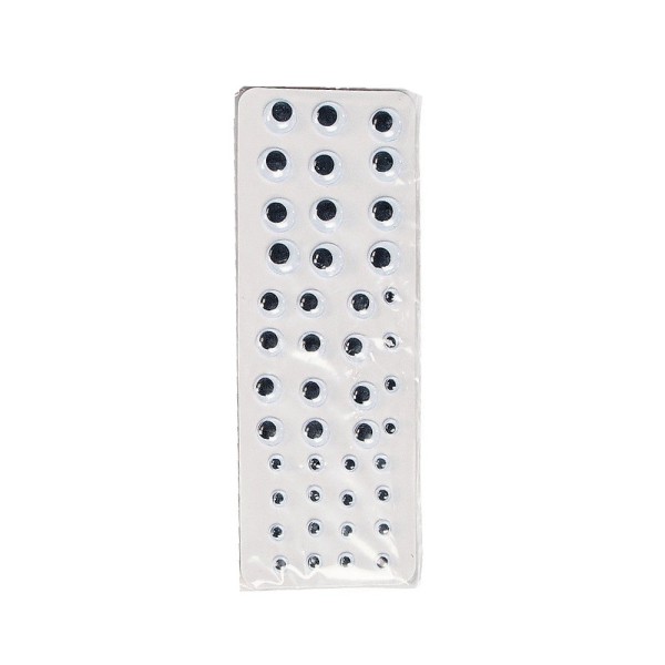 Pack of 44 Sticky Self-Adhesive Wiggle Eyes on Card