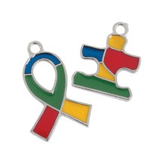 Ribbons and Puzzle Pieces Autism Awareness Charms
