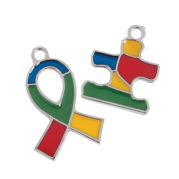 Assorted Autism Awareness Charms - Ribbons and Puzzle Pieces